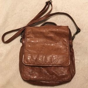 Genuine Etched Leather Crossbody Bag